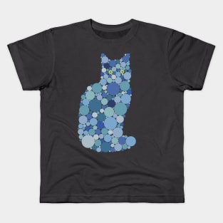 Cat Blue Dots Kids T-Shirt